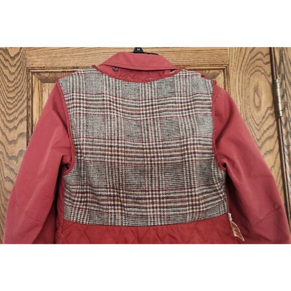 Vintage 80s Retro Dusty Rose Pink Plaid Lined Midi Trench Coat w/ Over-Vest PS - Picture 8 of 12
